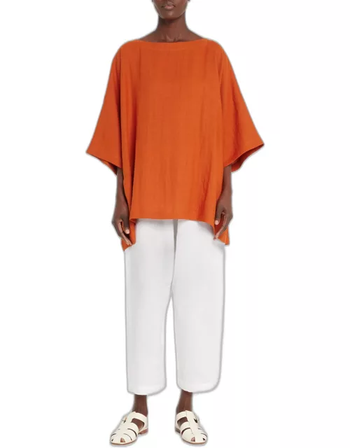 Angle-To-Front 3/4-Sleeve Scoop-Neck Tunic Shirt (Long Length)