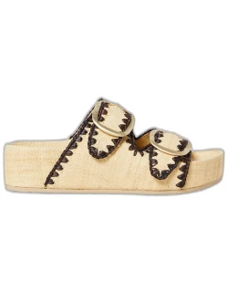 Theo Embroidered Dual-Buckle Sandal