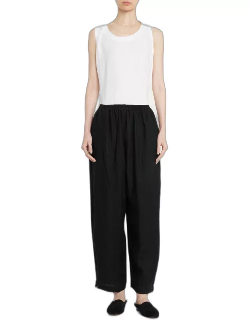 Longer Japanese Linen Trousers with Ankle Slit