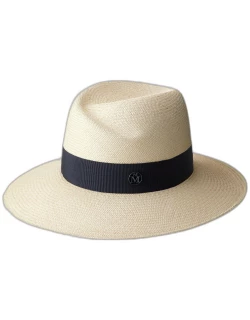 Virginie Timeless Wide-Brim Hat with Navy Band
