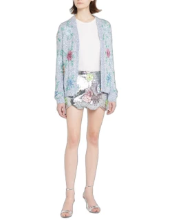 The Nova Sequin Mini Skirt w/ Floral Detail