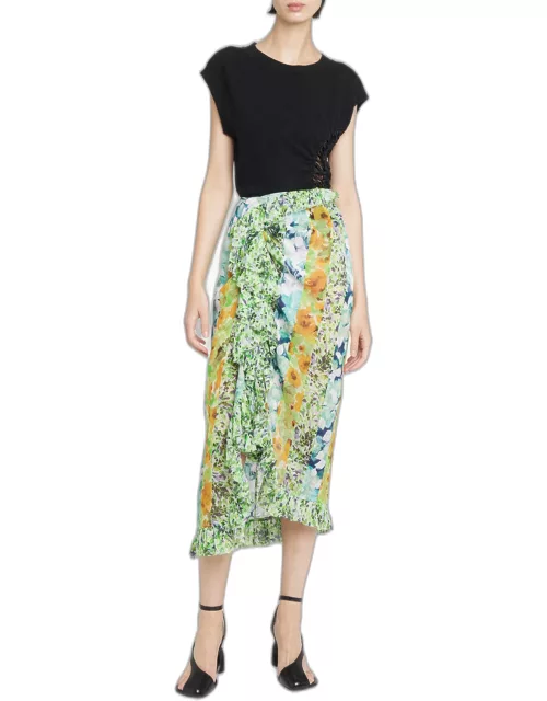 Sina Patch Floral-Print Ruffle Skirt