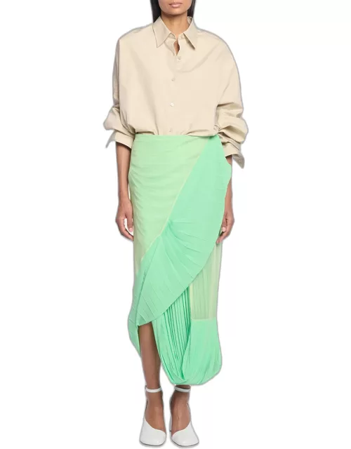 Soleil Asymmetric Pleated Midi Skirt