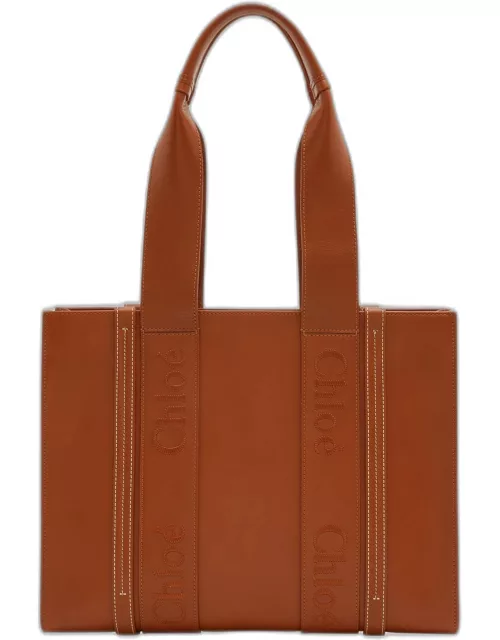 Woody Medium Tote Bag in Leather