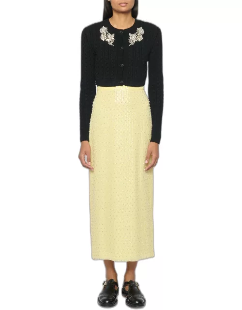 Embellished Sequin Midi Skirt