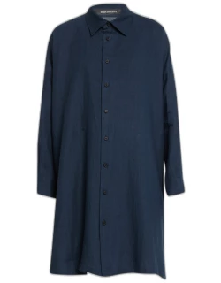 Wide A-Line Shirt with Collar (Very Long)