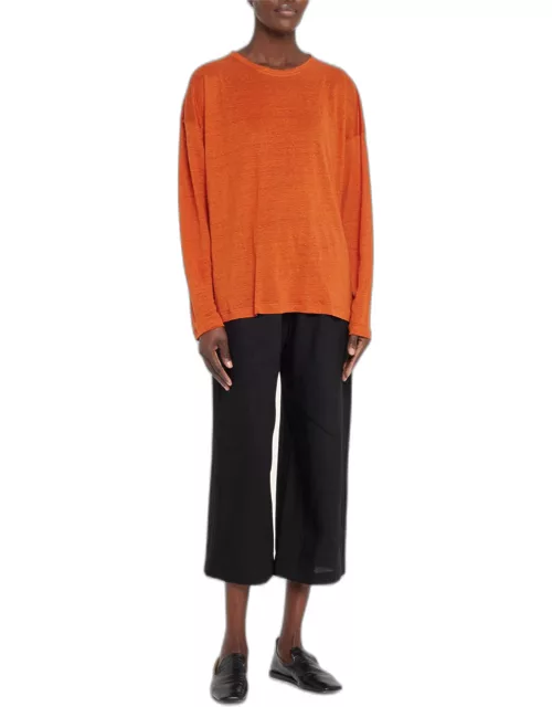 Long-Sleeve Smaller Boat-Neck Top (Mid Plus Length)