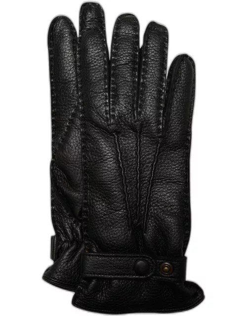 Winston Snap Leather Cashmere-Lined Glove