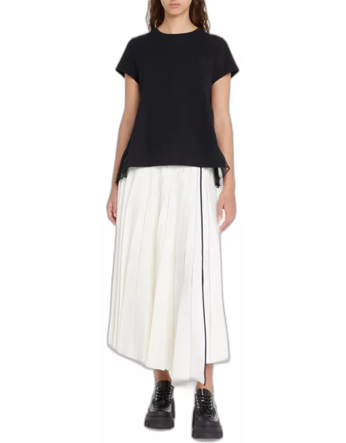 Asymmetric Pleated Midi Skirt