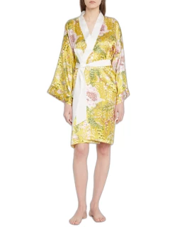 Mimi Sabato Floral-Print Silk Robe