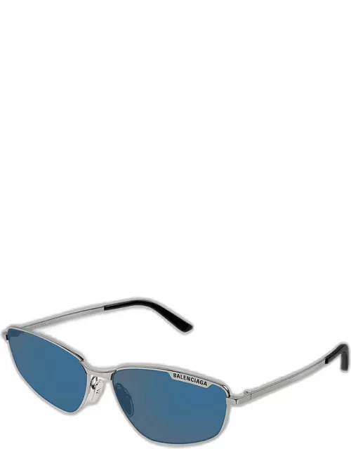Men's Metal Cat-Eye Sunglasses with Logo
