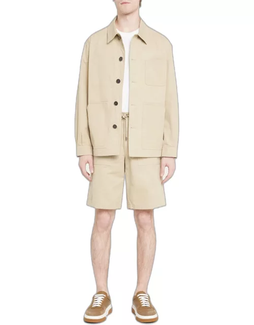Men's Beige Button-Front Garden Jacket