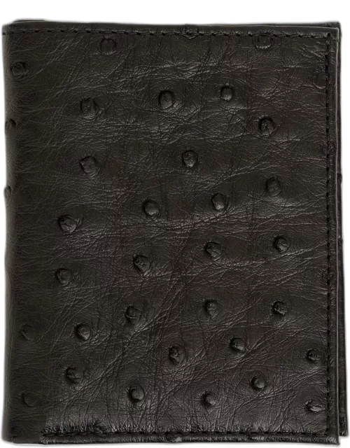 Men's Ostrich Leather Bifold Wallet w/ ID Window