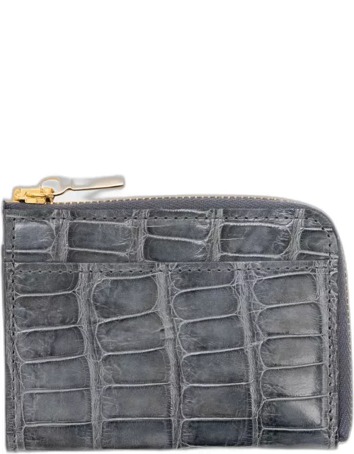 Men's Glazed Alligator Leather Zip Card Case