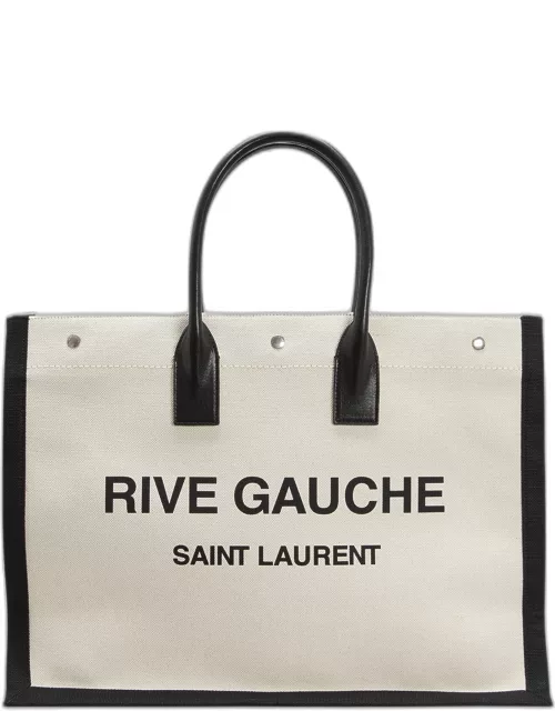 Men's Rive Gauche Linen and Leather Tote Bag