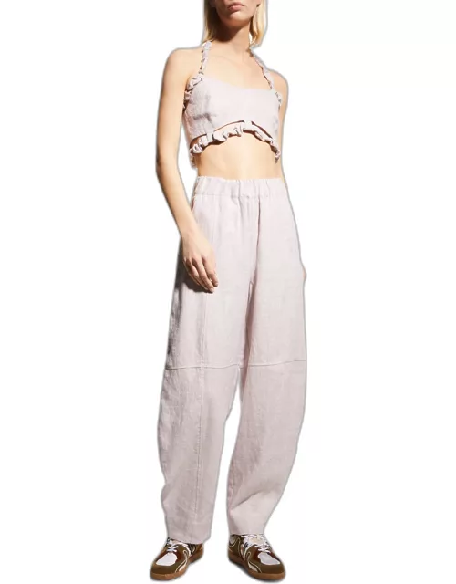 Ruched Hemp Cropped Halter Top