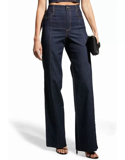 Francine Topstitched High-Rise Straight-Leg Pant