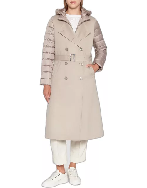 Harna Cashmere Trench Coat w/ Puffer Layer