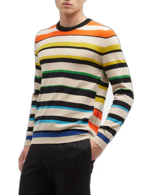 Men's Multi-Stripe Lambswool Crewneck Sweater