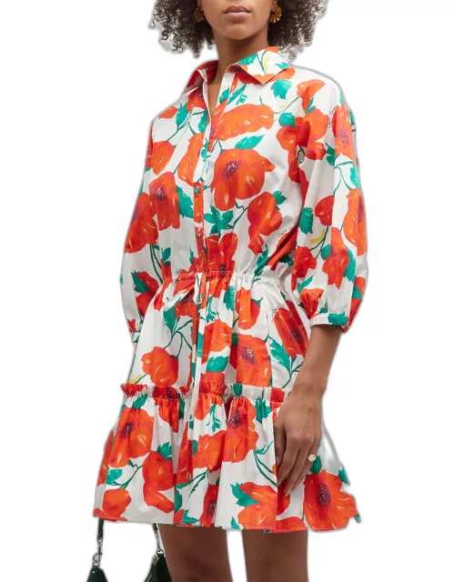 Robin Puff-Sleeve Floral Poplin Mini Dres