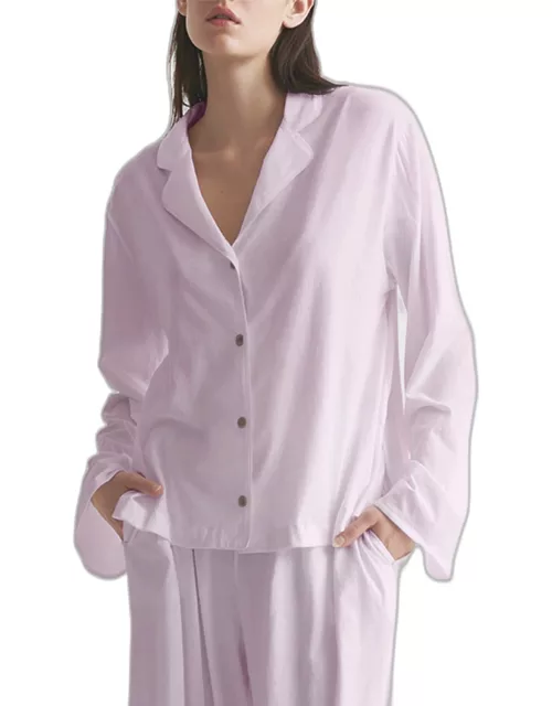 Adrina Side-Slit Pima Cotton Pajama Top