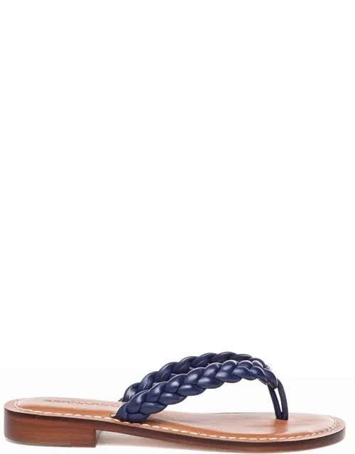 Theo Braided Leather Thong Sandal