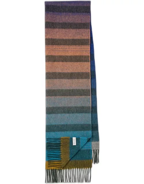 Men's Lambswool and Cashmere Stripe Scarf