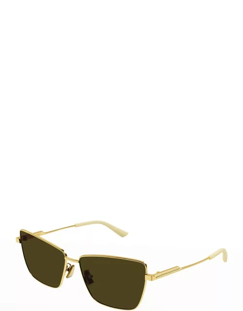 Rectangle Golden Metal Sunglasse