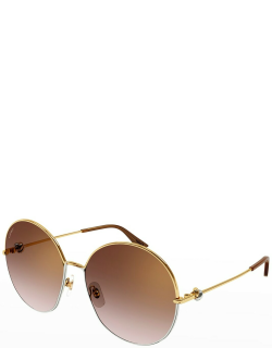 Two-Tone Knotted Round Metal Sunglasse