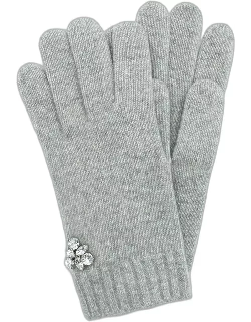Crystal-Embellished Jersey Knit Cashmere Fingerless Glove