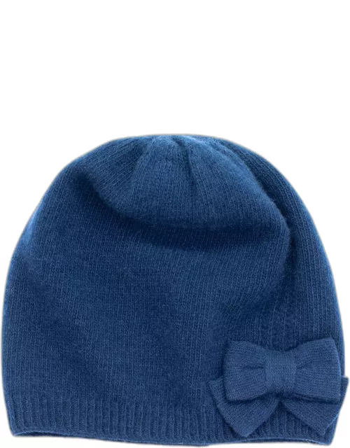 Jersey Knit Bow Slouch Cashmere Beanie