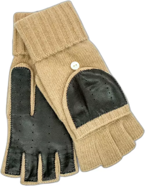 Nappa Cashmere Flip-Top Fingerless Glove