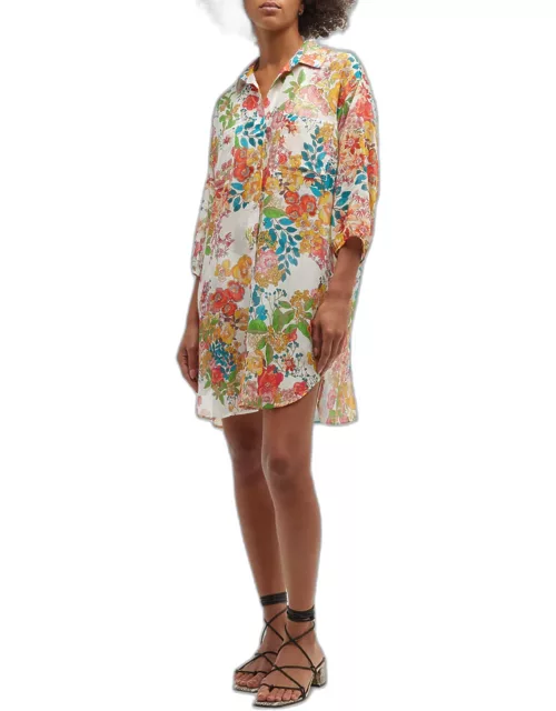 Floral Millo Button-Front Shirtdres