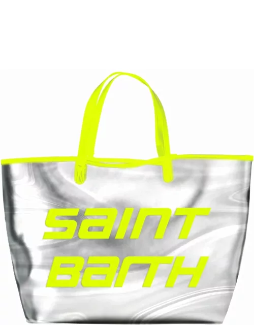MC2 Saint Barth Silver Reflex Bag With Yellow Fluo Detail