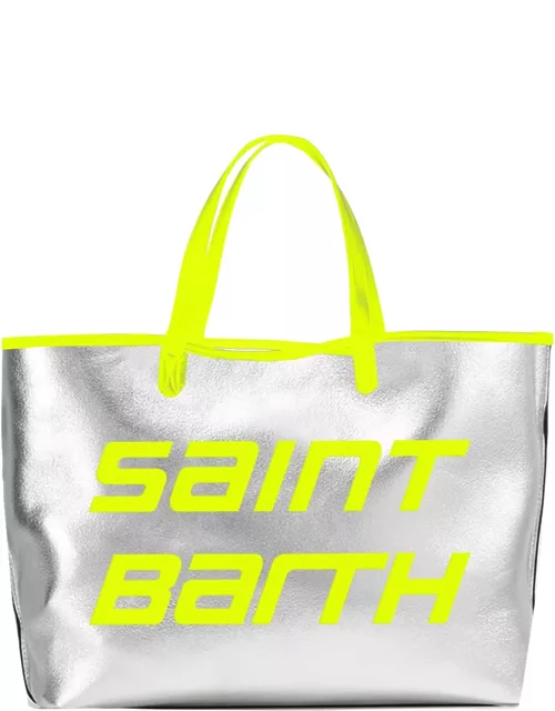 MC2 Saint Barth Silver Reflex Bag With Fluo Yellow Detail