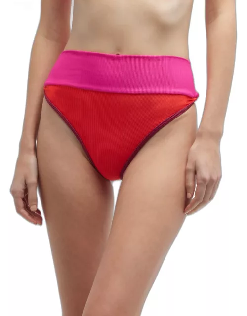 Emmy Colorblock High-Waisted Bikini Bottom