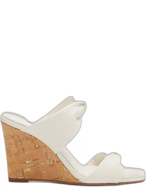 Twisted Leather Wedge Sandal