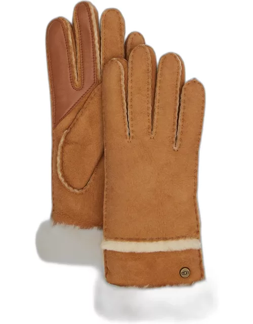 Sheepskin & Shearling Gloves With Zipper