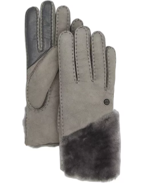 Sheepskin & Shearling Gloves With Zipper