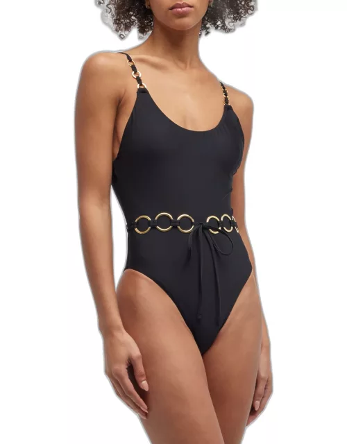 Link Belted One-Piece Swimsuit