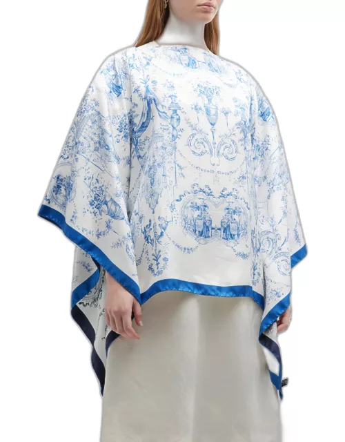 Toile Double-Sided Silk Poncho
