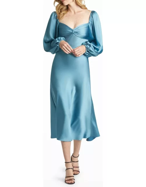 Melody Ruched-Bust Satin Midi Dres