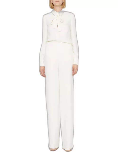 Cady Couture Straight-Leg Silk Pant