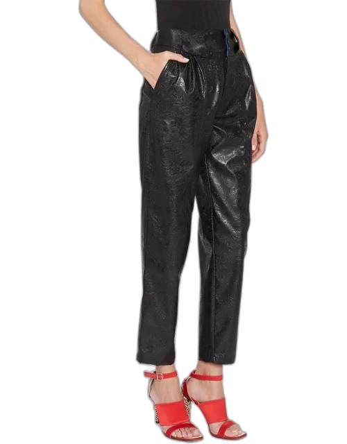 Faux Leather Wide Ankle Trouser