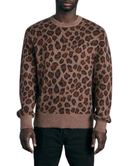 Men's Damon Leopard Mohair Sweater
