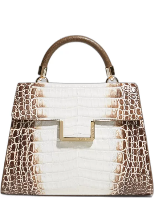 Michelle Bicolor Crocodile Top-Handle Bag