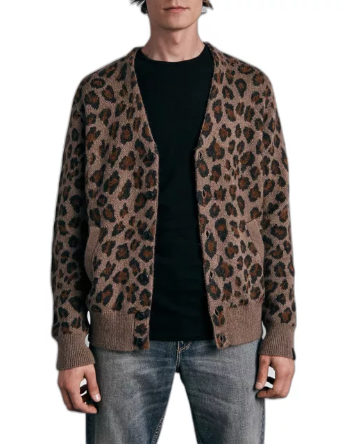 Men's Winslow Mohair Leopard Cardigan Sweater