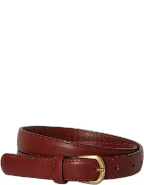Golden Buckle Skinny Leather Belt
