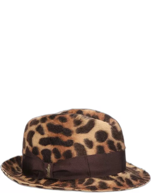 Trilby Leopard Print Felt Fedora Hat