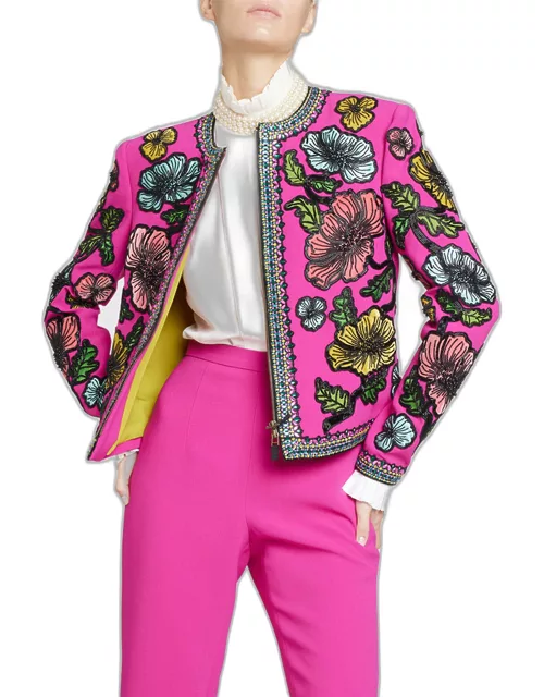 Floral Beaded Woven Jacket